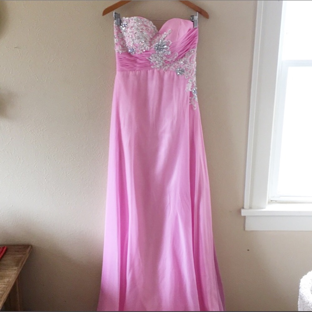 Embellished Strapless Prom Dress